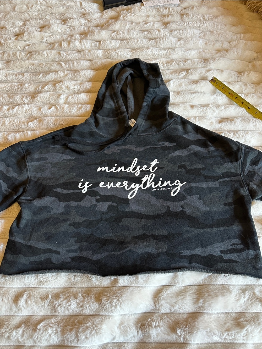 Mindset Is Everything Black Camo Cropped Hoodie